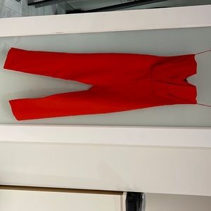 Red strapless jumpsuit